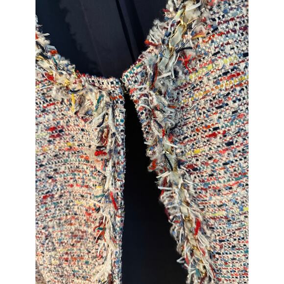 Boston Proper Women’s Shimmer Chain Tweed Parisian Pink Colorful Jacket Size 14 - Picture 3 of 5